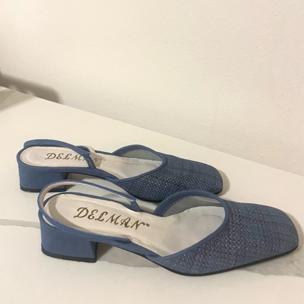 Delmar Slingback Blue Kitten Heels m - size 7 1/2 🇺🇸